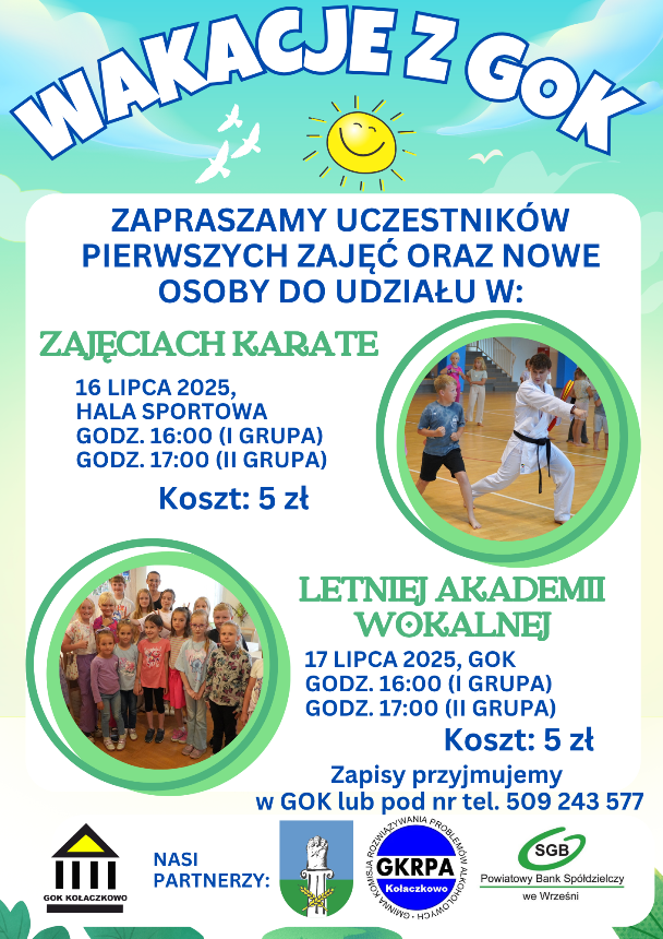Plakat na zajęcia wokalne i karate